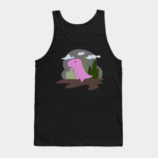 Cartoon funny pink dinosaur in Jurassic world Tank Top